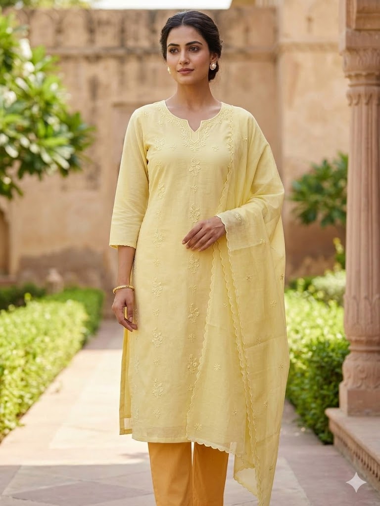 Chikonwala's Exclusive Hand Embroidered Organdy Cotton Dress Material