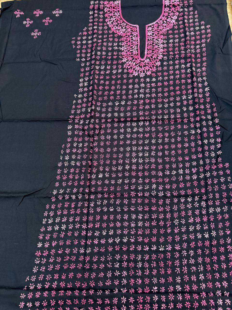 Hand Embroidered Pure Cotton Kurti Material | 3 Meter Premium Fabric | Made in India
