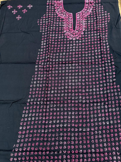 Hand Embroidered Pure Cotton Kurti Material | 3 Meter Premium Fabric | Made in India