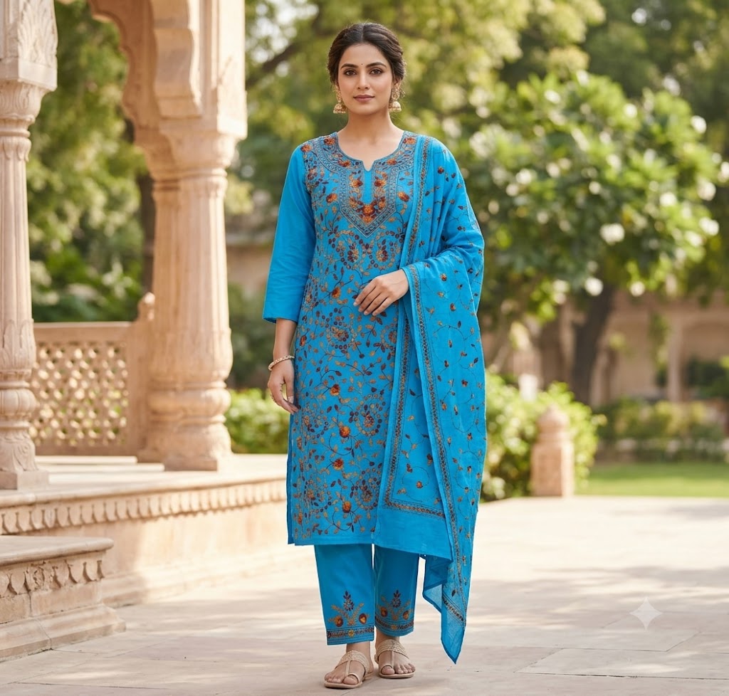 Chikonwala's Exclusive Hand Embroidered Fulkari Dress