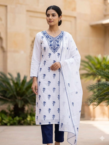 Chikonwala's Exclusive Hand Embroidered Organdy Cotton Dress Material