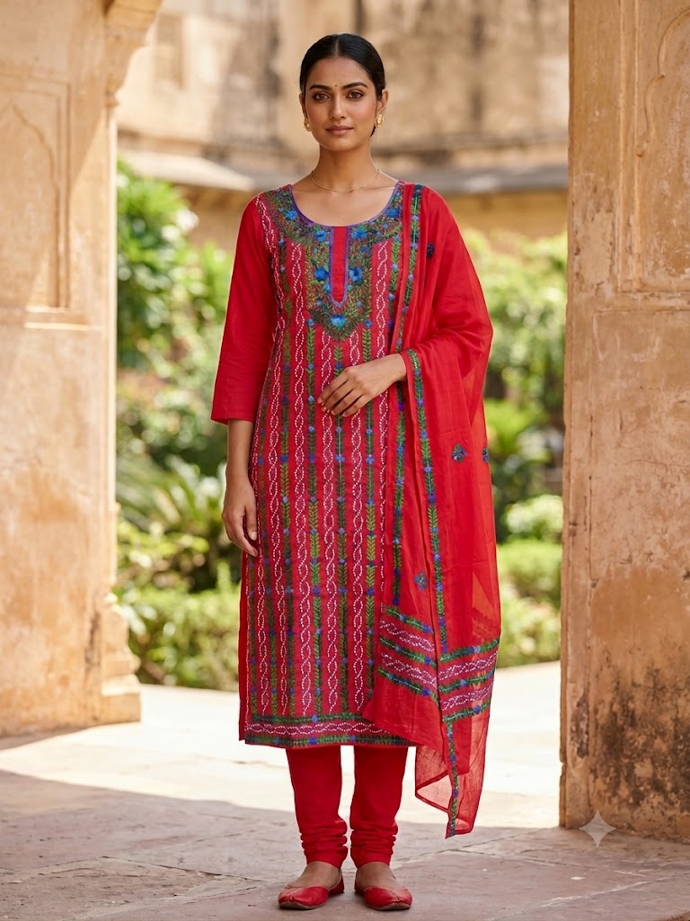 Chikonwala's Exclusive Hand Embroidered Fulkari Dress