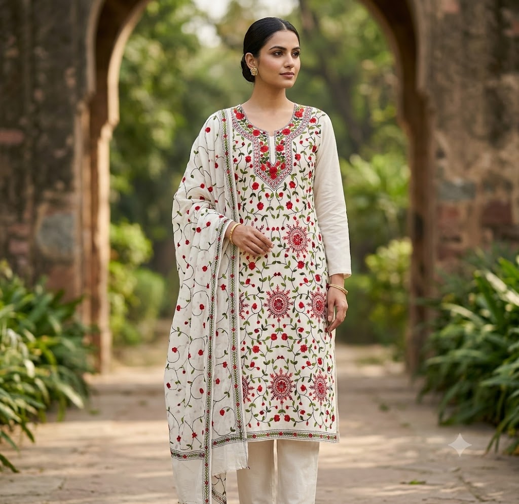 Chikonwala's Exclusive Hand Embroidered Fulkari Dress