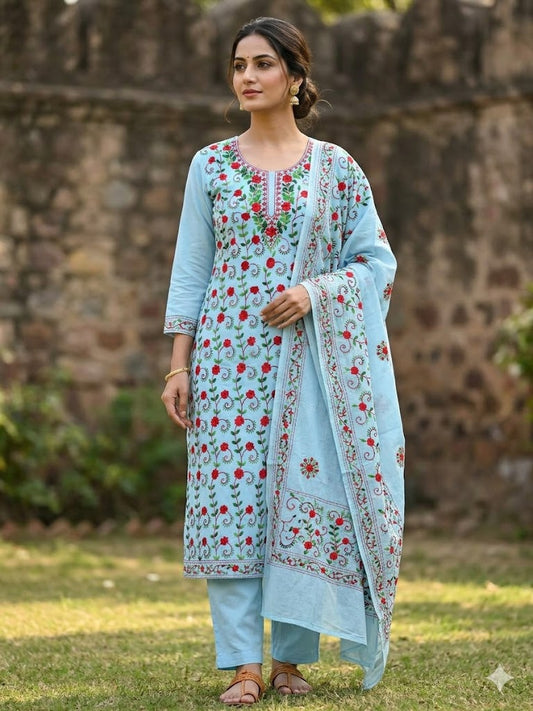 Chikonwala's Exclusive Hand Embroidered Fulkari Dress