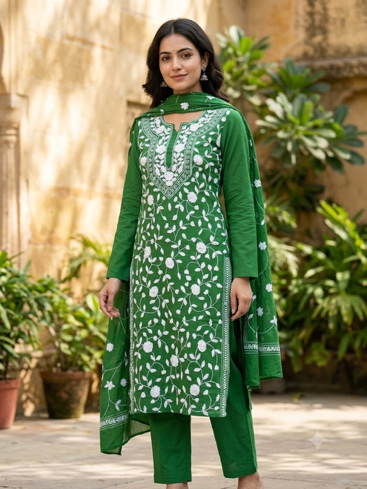 Chikonwala's Exclusive Hand Embroidered Fulkari Dress