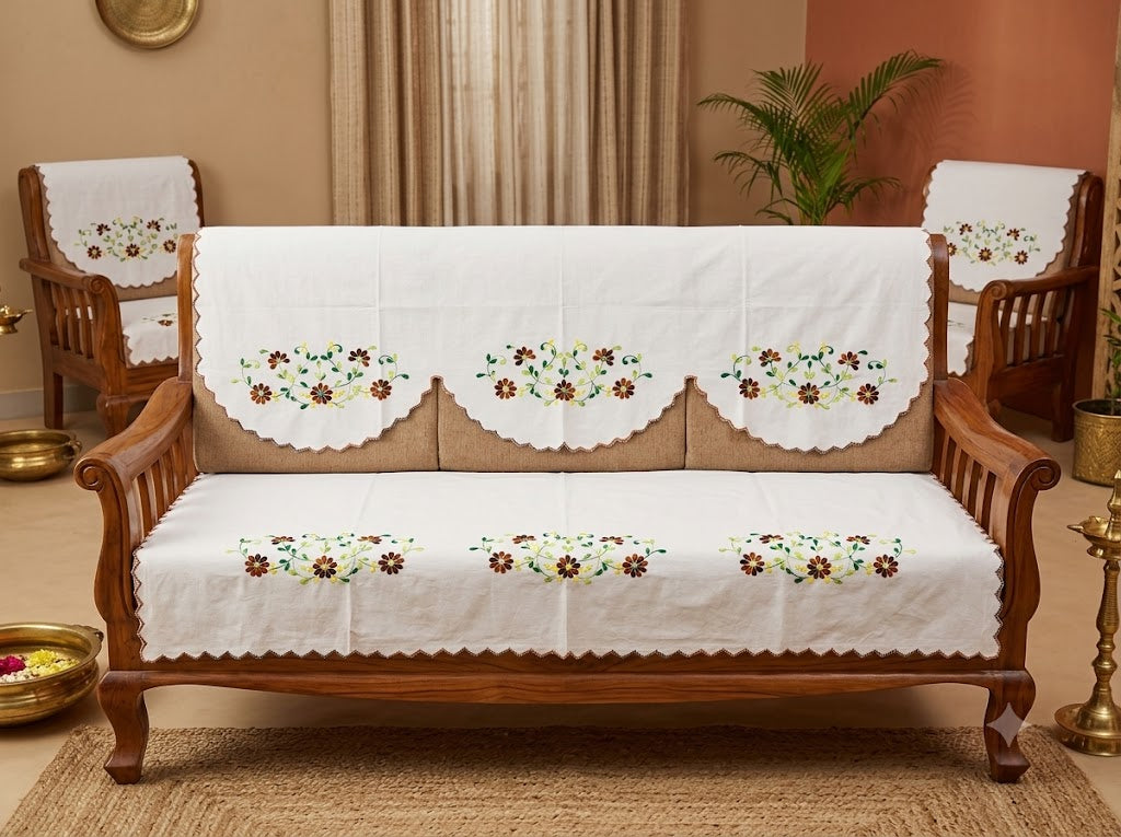 Hand Embroidered Sofa Cover (3+1+1 Seater)