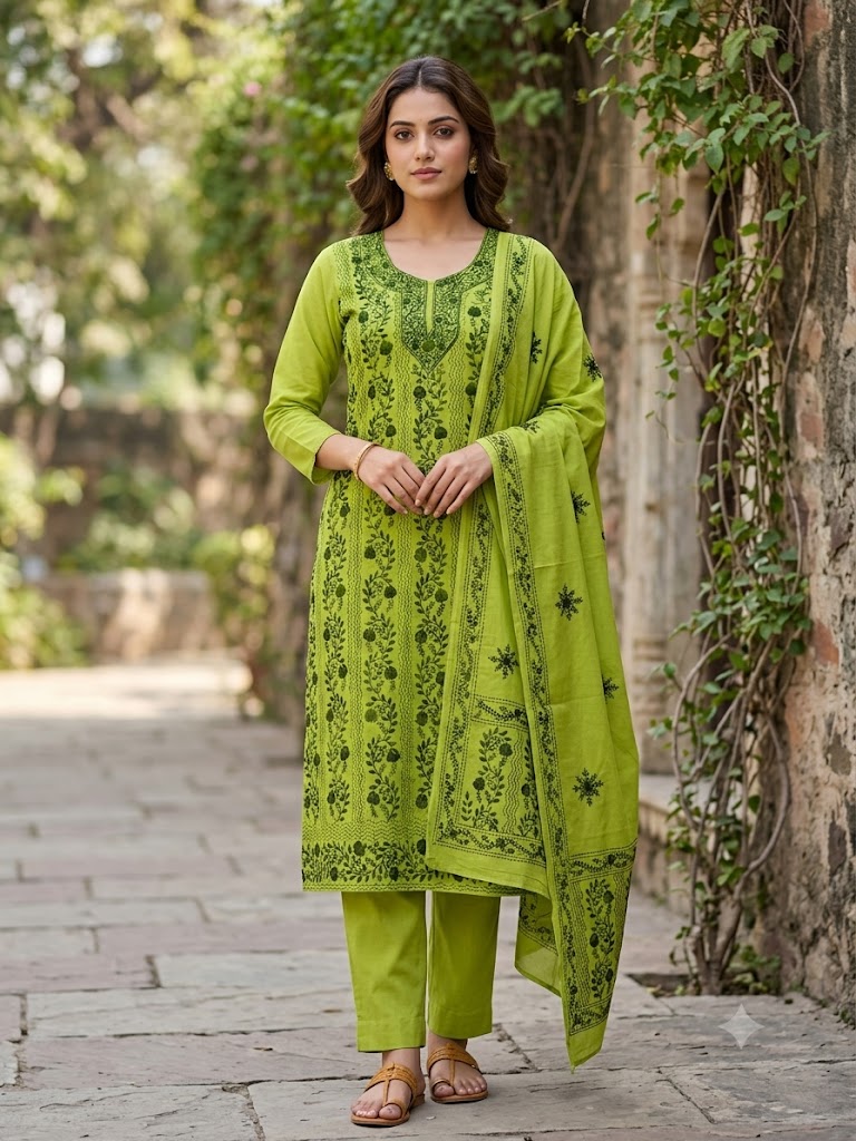 Chikonwala's Exclusive Hand Embroidered Fulkari Dress