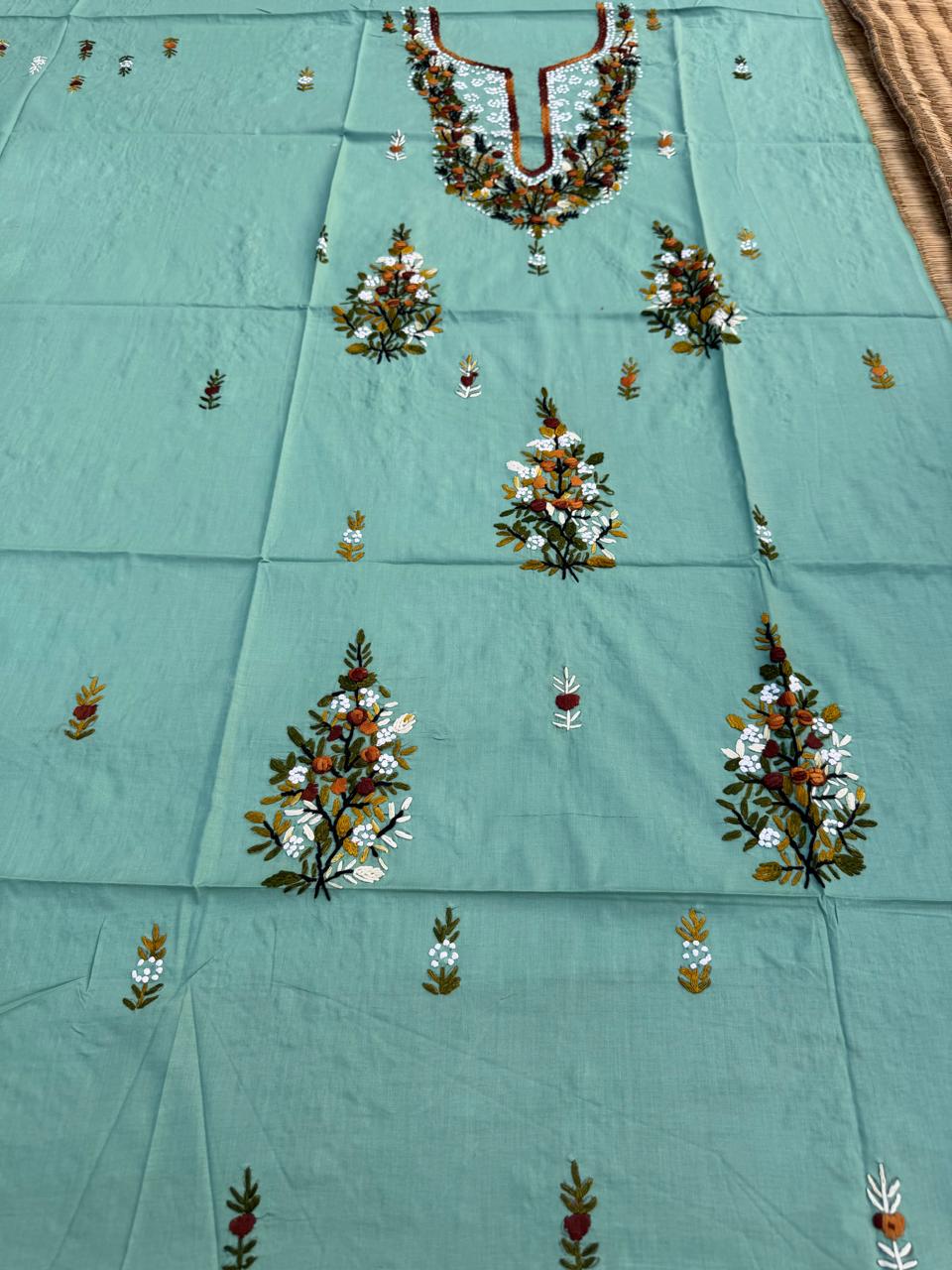 Hand Embroidered Pure Cotton Kurti Material | 3 Meter Premium Fabric | Made in India