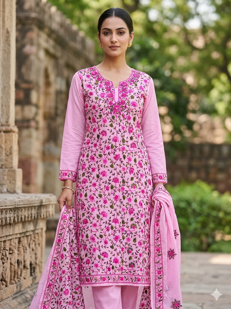 Chikonwala's Exclusive Hand Embroidered Fulkari Dress