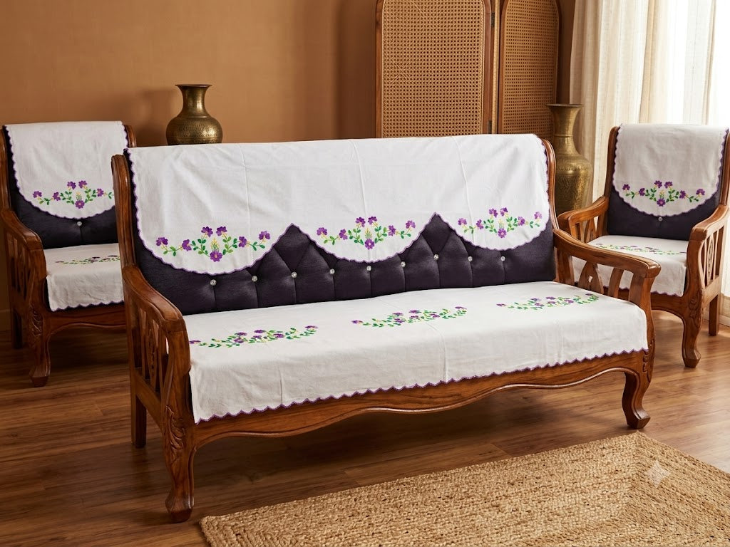 Hand Embroidered Sofa Cover (3+1+1 Seater)
