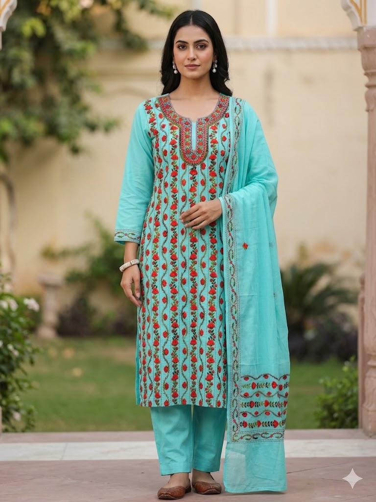 Chikonwala's Exclusive Hand Embroidered Fulkari Dress
