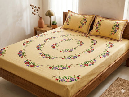 Chikonwala's Hand Embroidered Floral Design Bedsheet