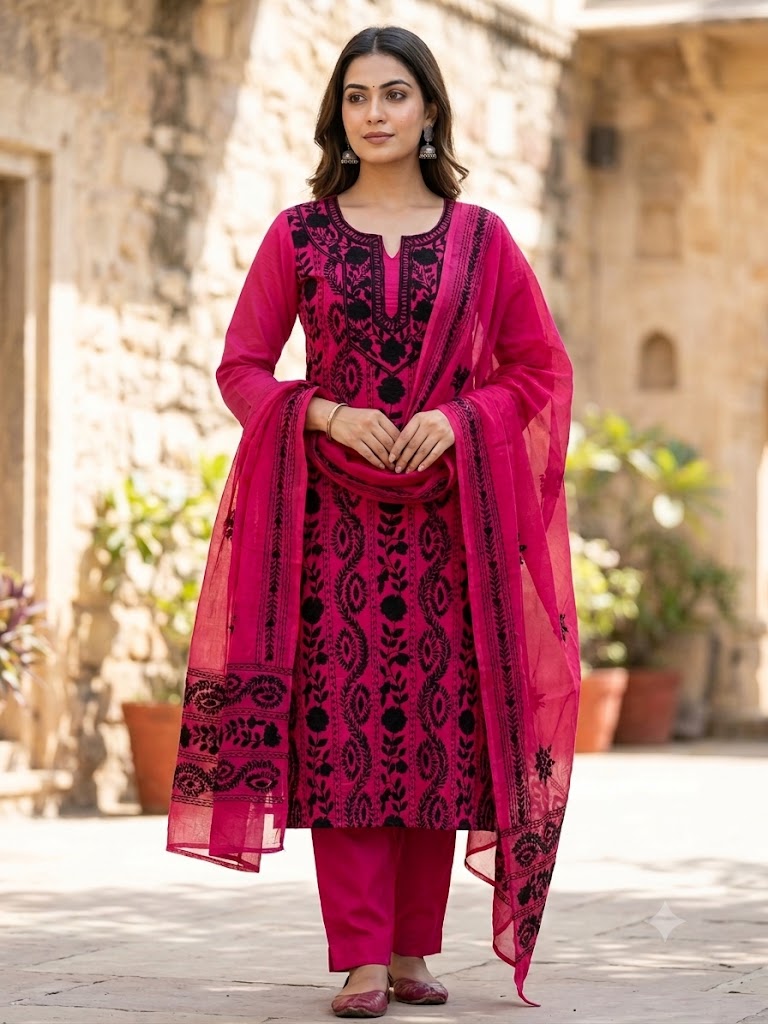 Chikonwala's Exclusive Hand Embroidered Fulkari Dress