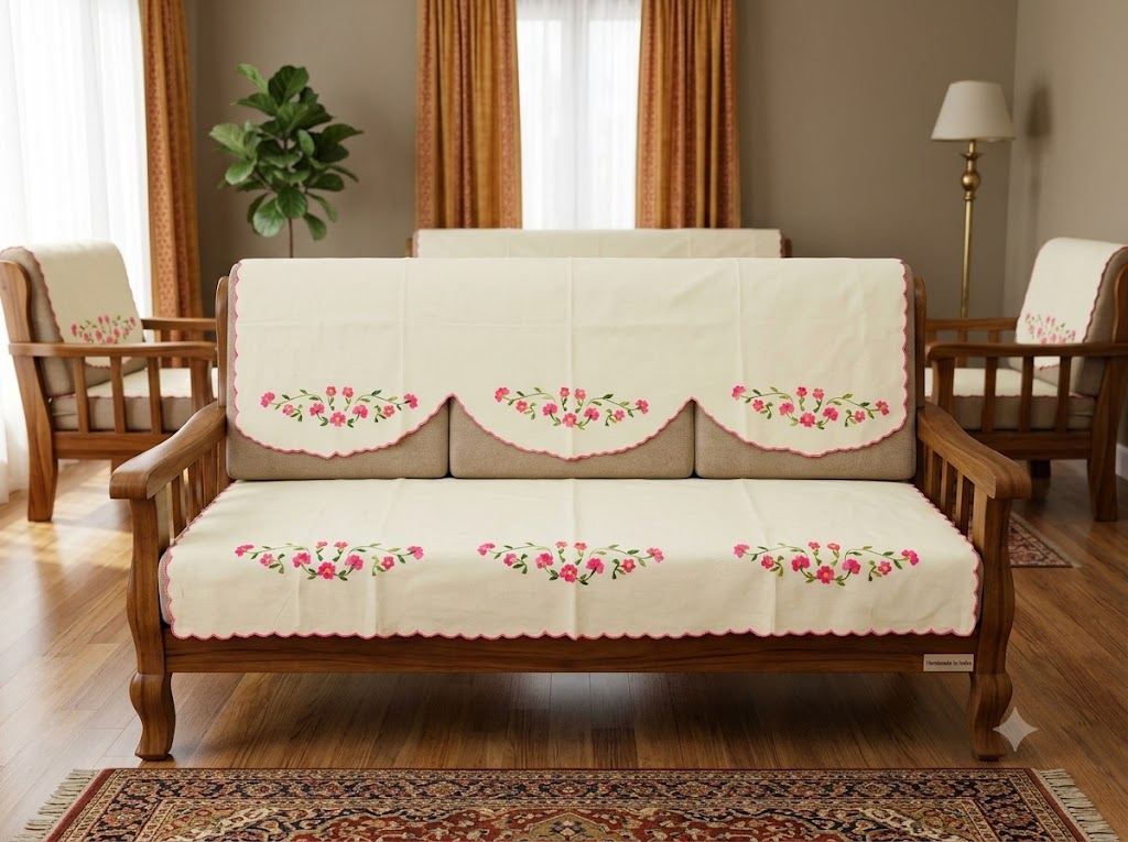 Hand Embroidered Sofa Cover (3+1+1 Seater)
