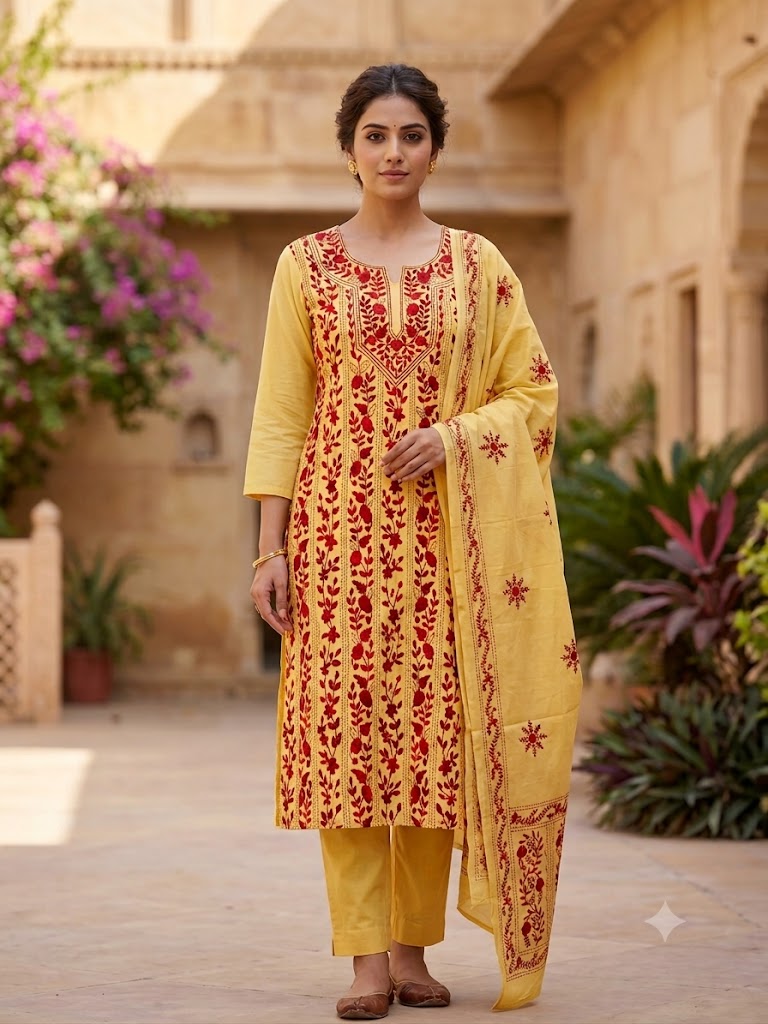 Chikonwala's Exclusive Hand Embroidered Fulkari Dress