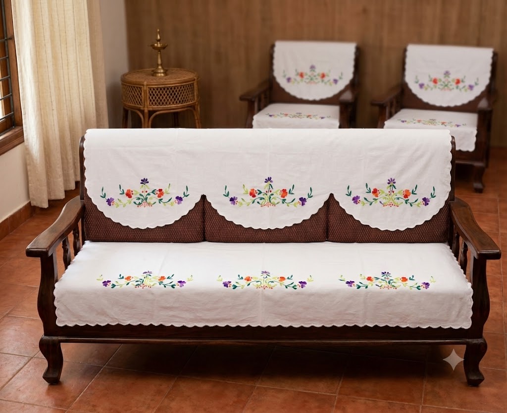 Hand Embroidered Sofa Cover (3+1+1 Seater)