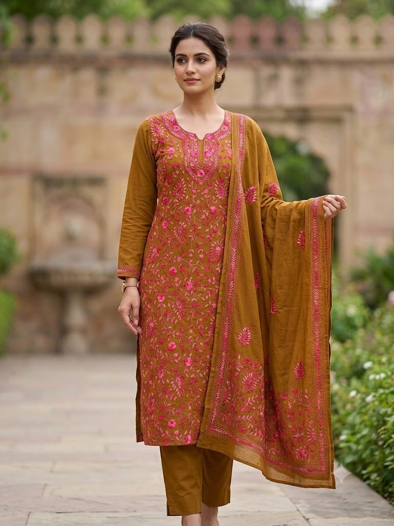 Chikonwala's Exclusive Hand Embroidered Fulkari Dress