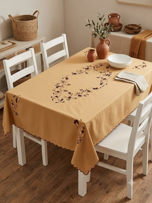Hand Embroidered Four Seater Floral Table Cover