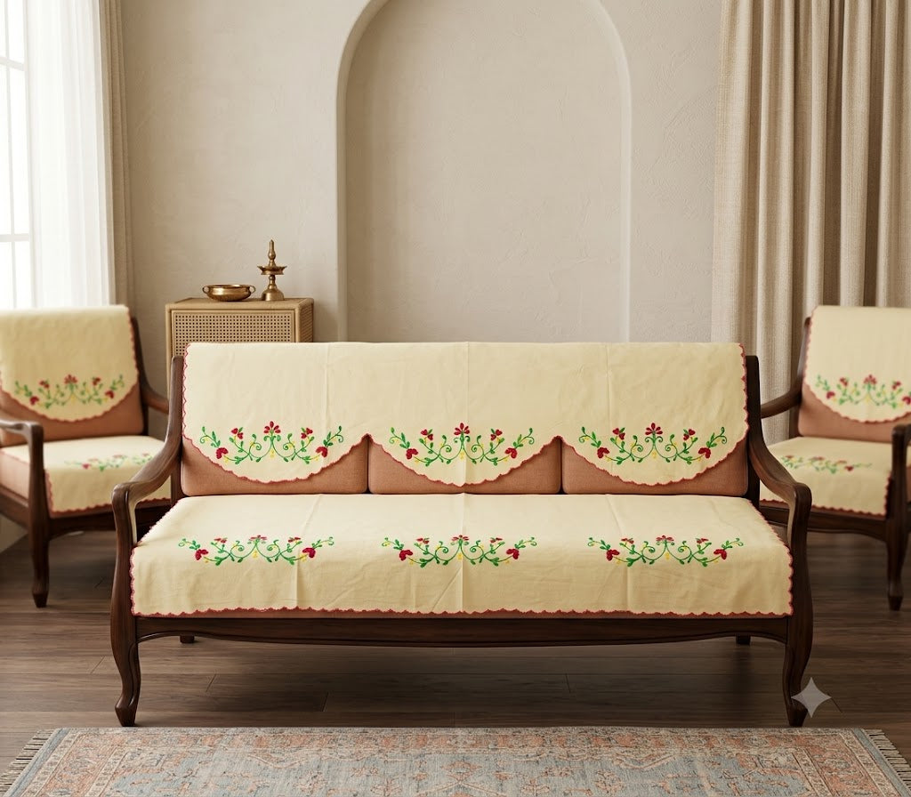 Hand Embroidered Sofa Cover (3+1+1 Seater)