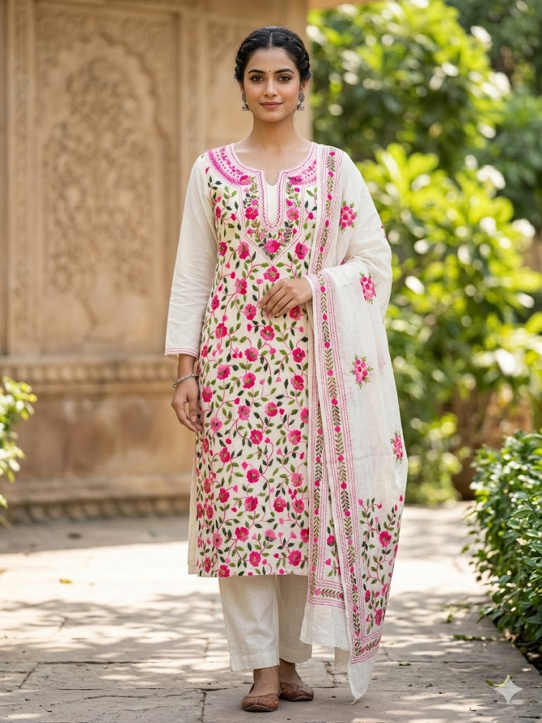 Chikonwala's Exclusive Hand Embroidered Fulkari Dress