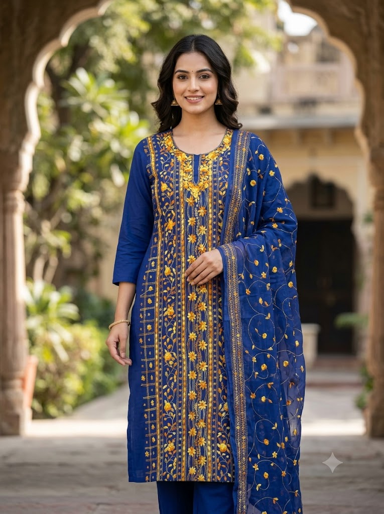 Chikonwala's Exclusive Hand Embroidered Fulkari Dress