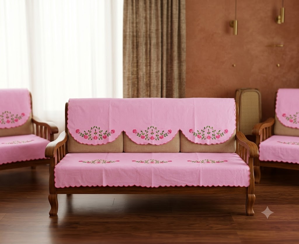 Hand Embroidered Sofa Cover (3+1+1 Seater)