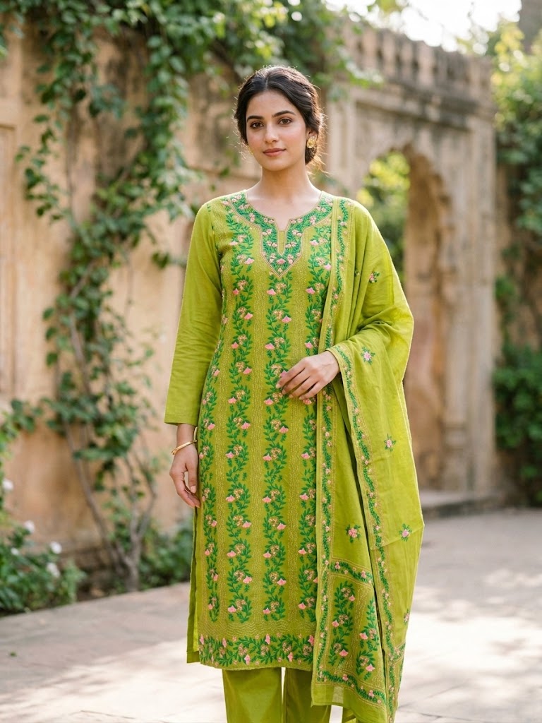 Chikonwala's Exclusive Hand Embroidered Fulkari Dress