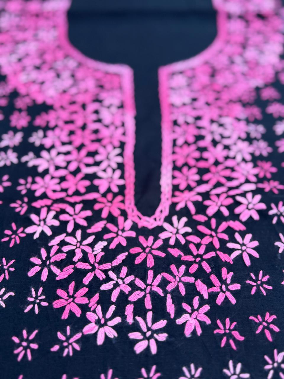 Hand Embroidered Pure Cotton Kurti Material | 3 Meter Premium Fabric | Made in India