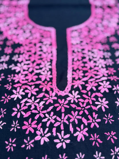 Hand Embroidered Pure Cotton Kurti Material | 3 Meter Premium Fabric | Made in India