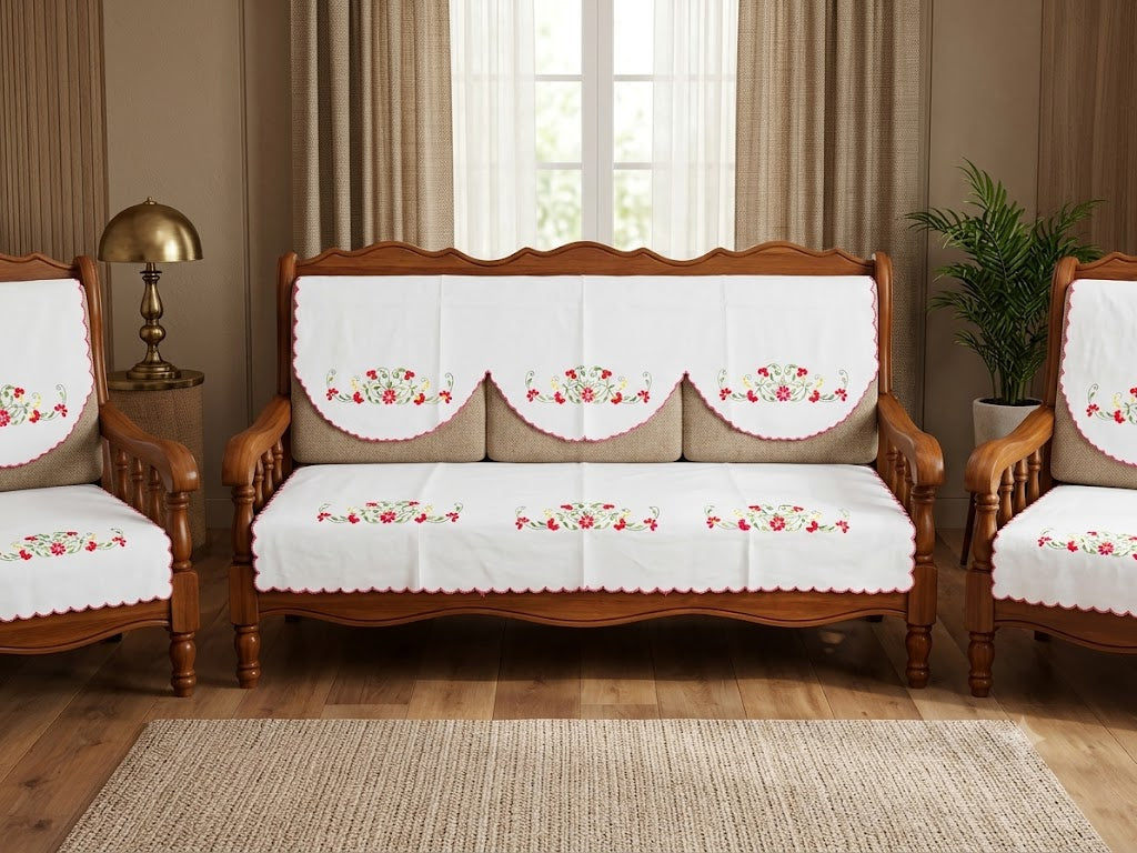 Hand Embroidered Sofa Cover (3+1+1 Seater)
