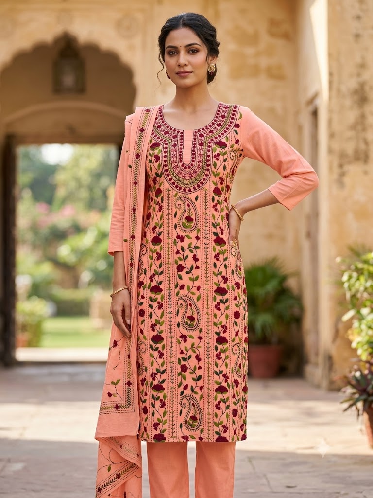 Chikonwala's Exclusive Hand Embroidered Fulkari Dress