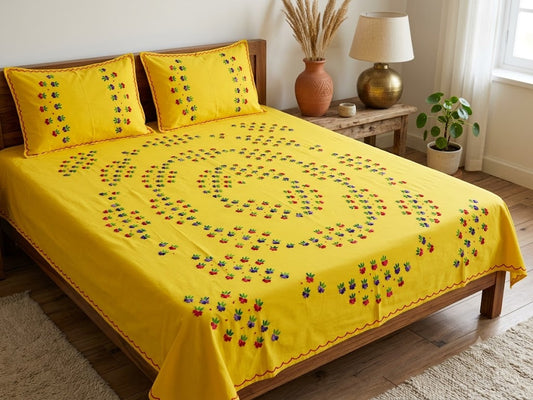 Chikonwala's Hand Embroidered Floral Design Bedsheet