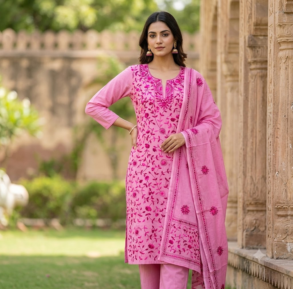 Chikonwala's Exclusive Hand Embroidered Fulkari Dress