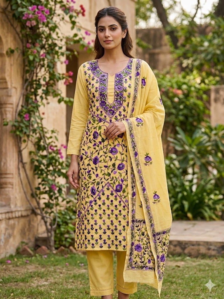 Chikonwala's Exclusive Hand Embroidered Fulkari Dress