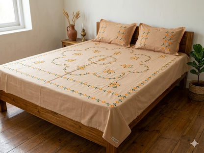 Chikonwala's Hand Embroidered Floral Design Bedsheet