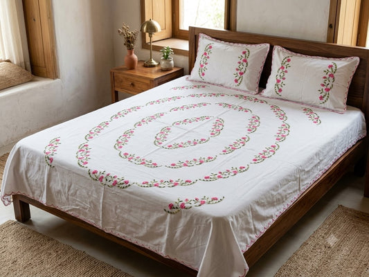 Title Chikonwala's Hand Embroidered Floral Design Bedsheet