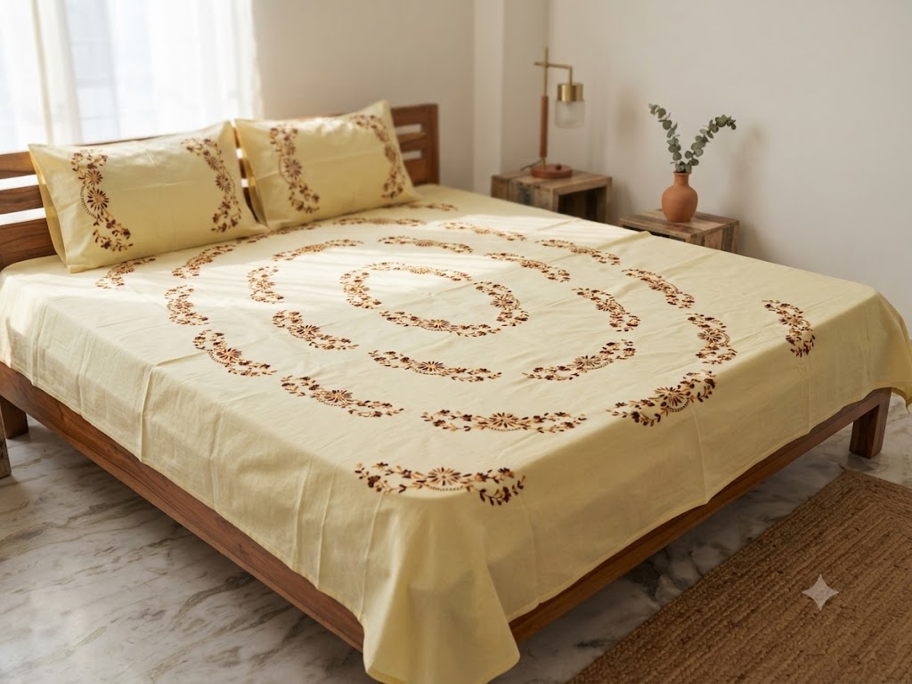 Chikonwala's Hand Embroidered Floral Design Bedsheet