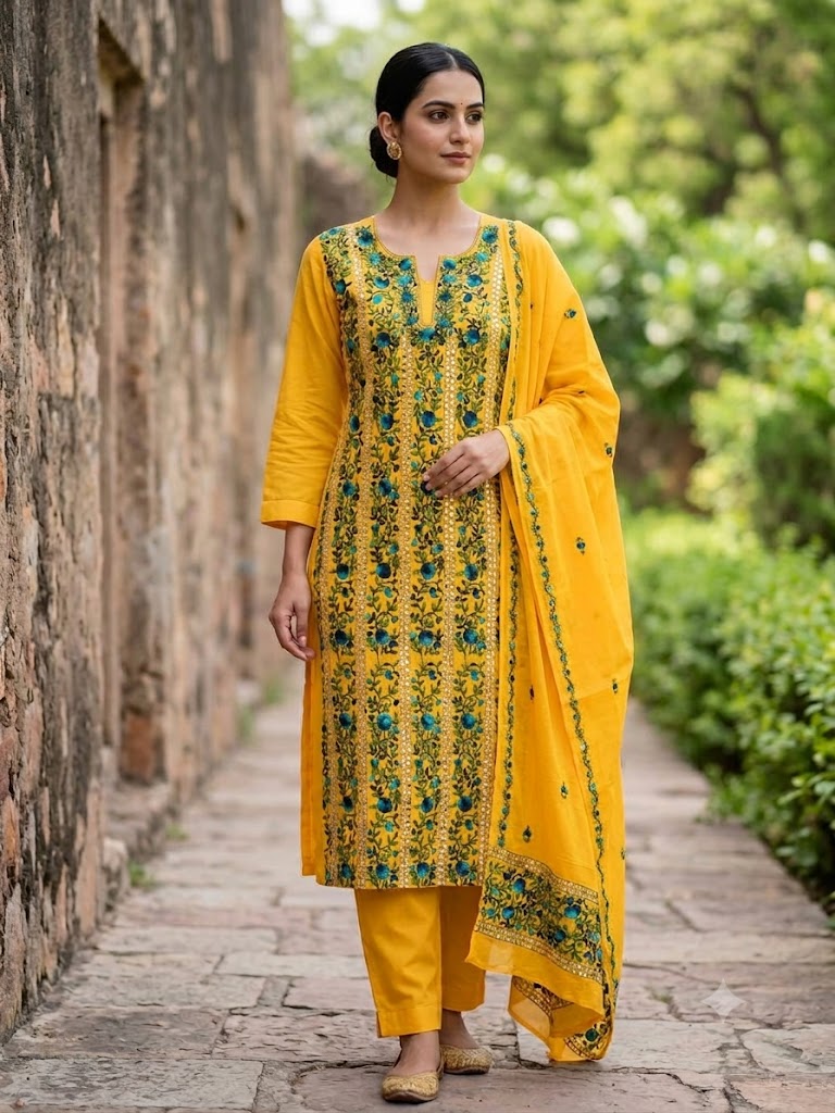 Chikonwala's Exclusive Hand Embroidered Fulkari Dress