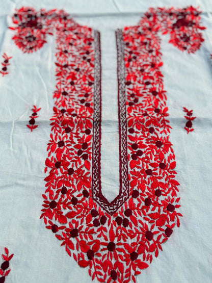 Hand Embroidered Pure Cotton Kurti Material | 3 Meter Premium Fabric | Made in India