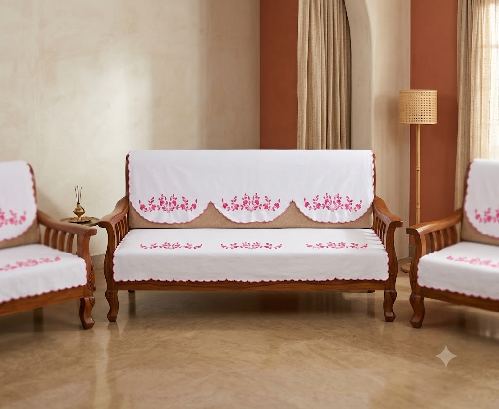 Hand Embroidered Sofa Cover (3+1+1 Seater)