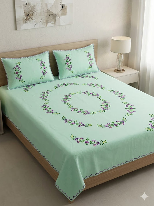 Chikonwala's Hand Embroidered Floral Design Bedsheet