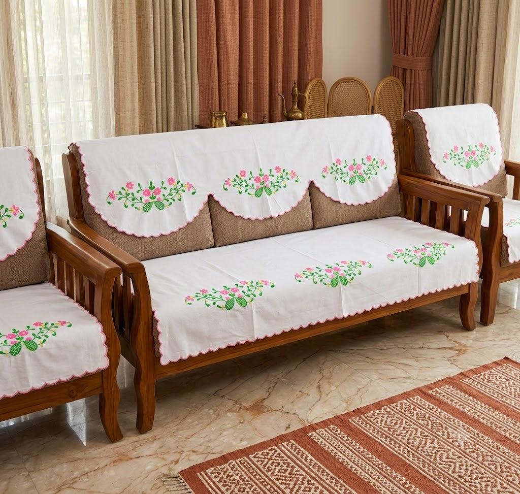Hand Embroidered Sofa Cover (3+1+1 Seater)