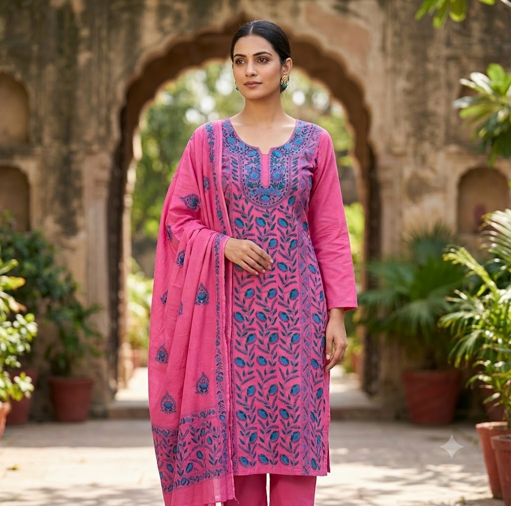 Chikonwala's Exclusive Hand Embroidered Fulkari Dress