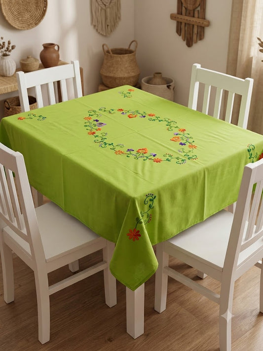 Hand Embroidered Four Seater Floral Table Cover