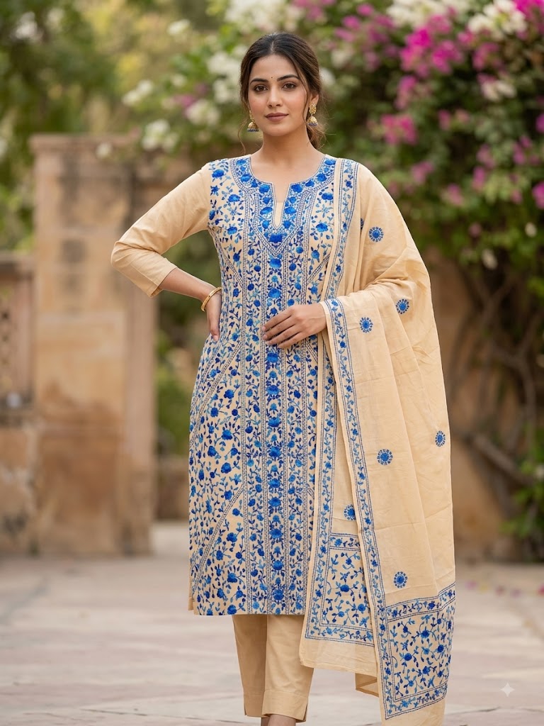 Chikonwala's Exclusive Hand Embroidered Fulkari Dress