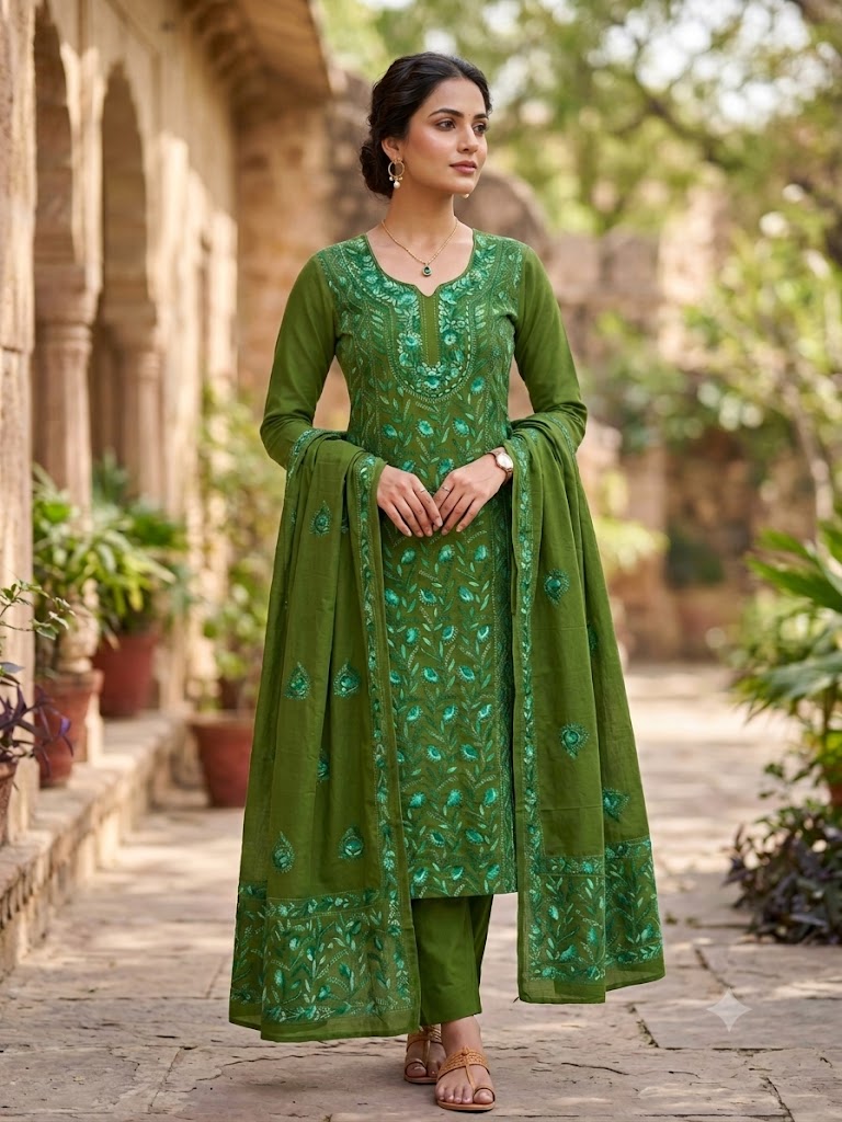 Chikonwala's Exclusive Hand Embroidered Fulkari Dress