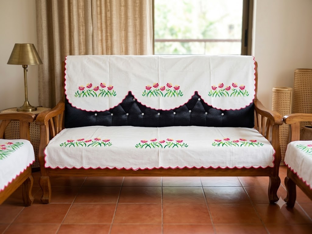 Hand Embroidered Sofa Cover (3+1+1 Seater)
