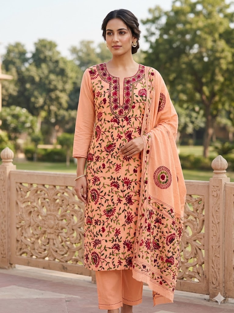 Chikonwala's Exclusive Hand Embroidered Fulkari Dress