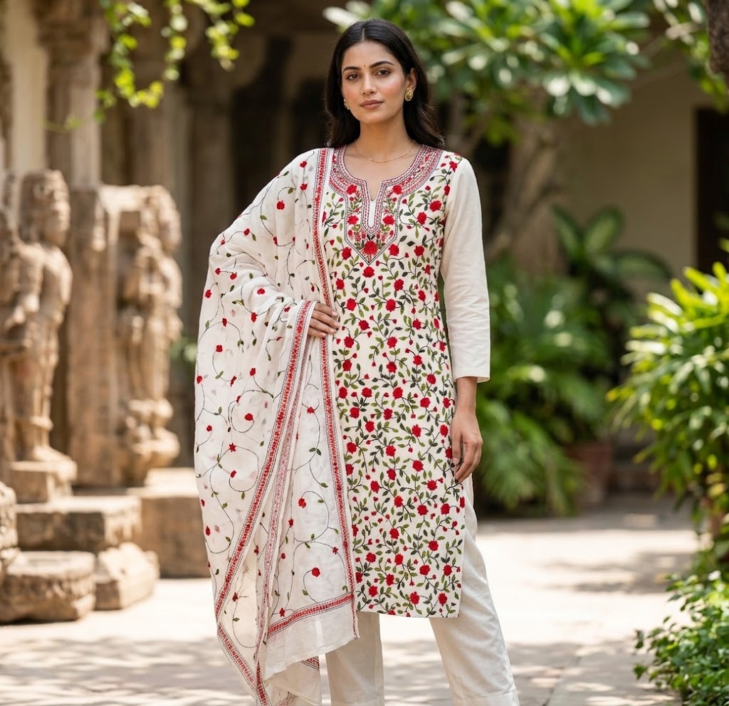 Chikonwala's Exclusive Hand Embroidered Fulkari Dress
