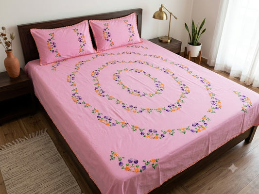 Chikonwala's Hand Embroidered Floral Design Bedsheet